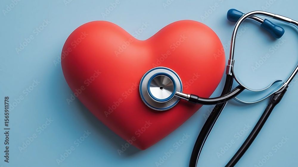 Heart Health Stethoscope on a Red Heart - Cardiovascular Care Heart Health Stethoscope on a Red Heart - Cardiovascular Care