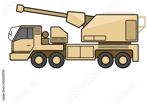 Self-Propelled Artillery Howitzer Military Vehicle in Action