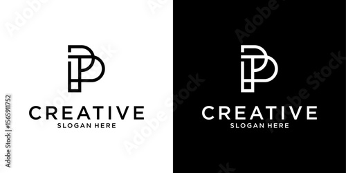 TP or PT initial letter logo design vector