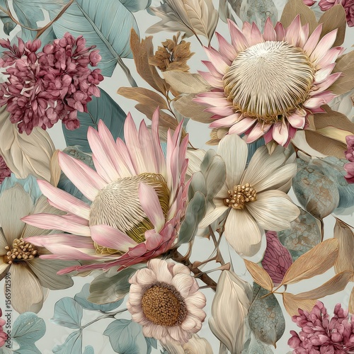 Intricate Floral Seamless Fabric Pattern