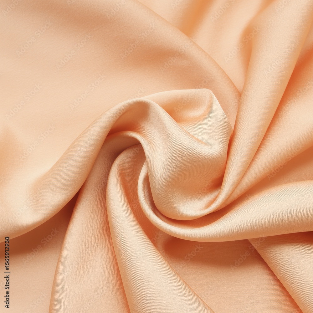 Obraz premium Draped peach silk fabric textile