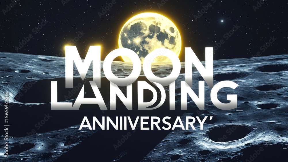 Fototapeta premium Moon Landing Anniversary With Chinamatic background