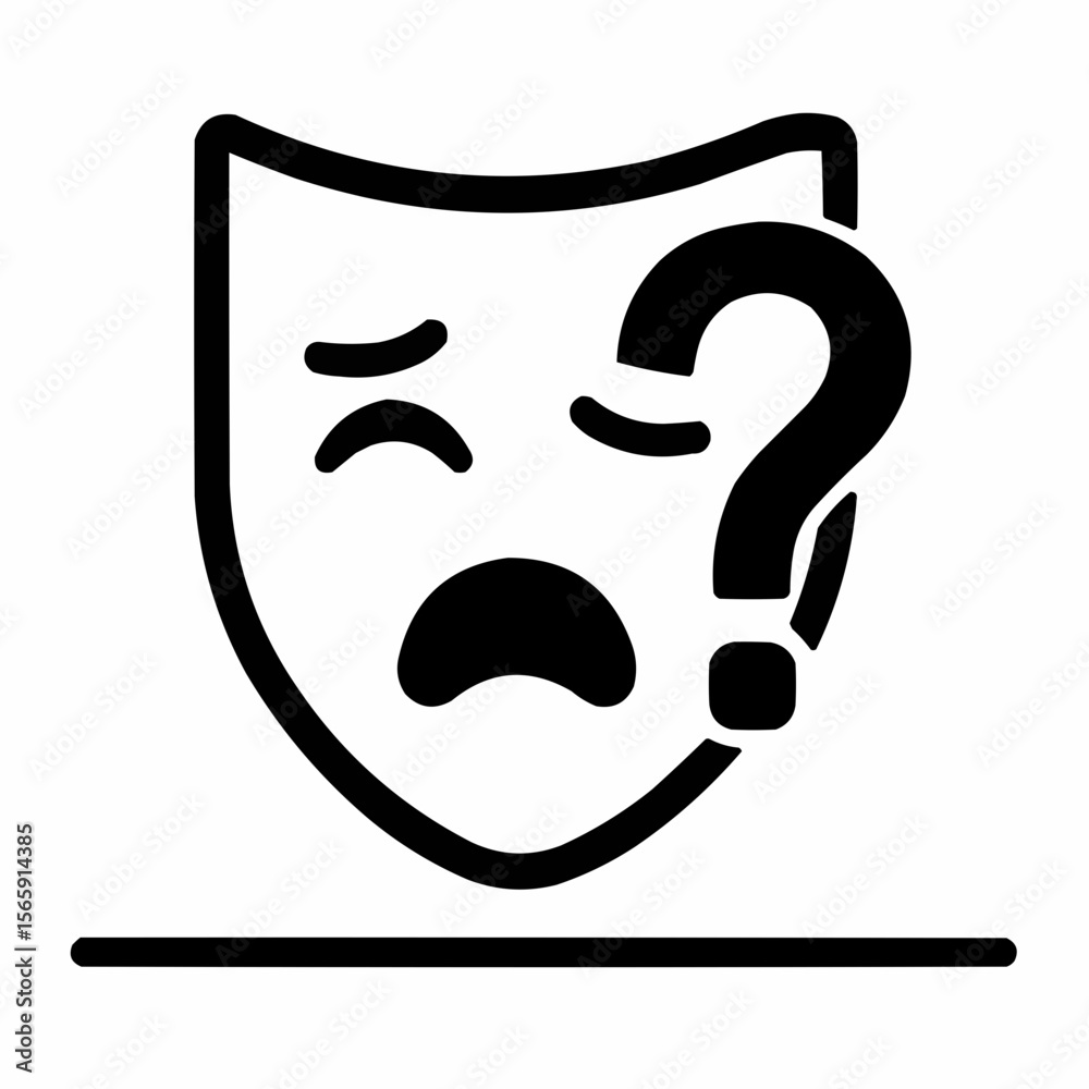 Fototapeta premium Theater mask with '?' overlay. Failed ad-lib