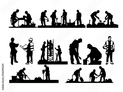 Construction Worker Silhouettes Collection 