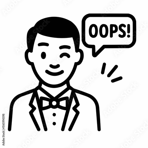 Actor winking at camera with 'Oops!' bubble