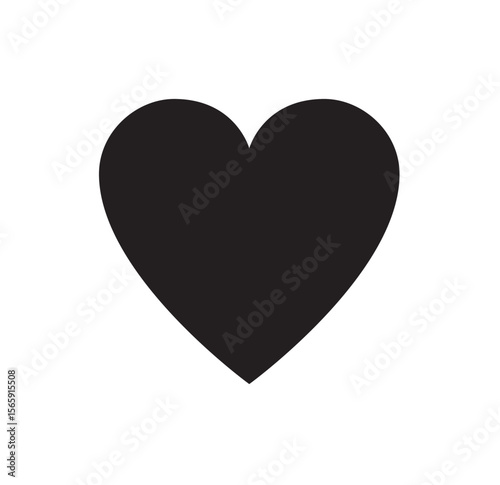 A simple, solid black heart shape centered on a white background.
