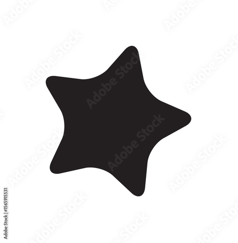 A black, rounded star shape is centered on a white background.