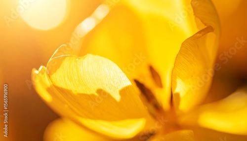 Wallpaper Mural Close-up of a Sunlit Yellow Tulip Petal, Vibrant Spring Bloom Torontodigital.ca