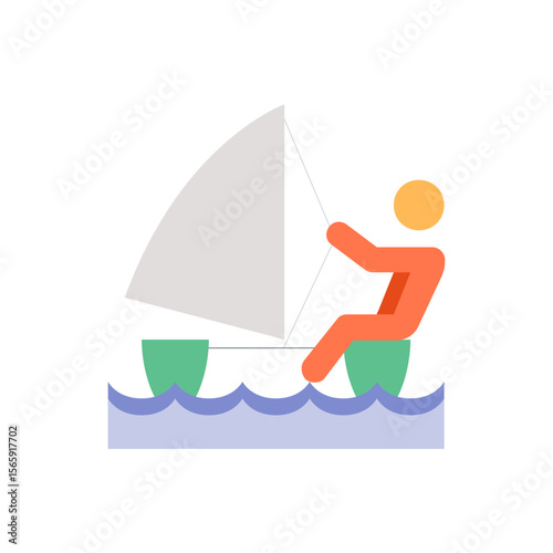 Person Sailing a Small Boat on Calm Water A Simple Illustration