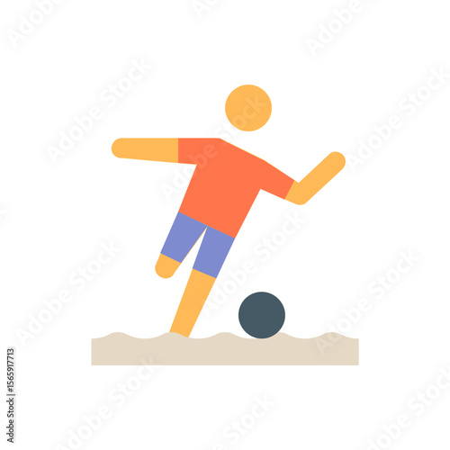 Beach Soccer Player Icon Flat Design Illustration