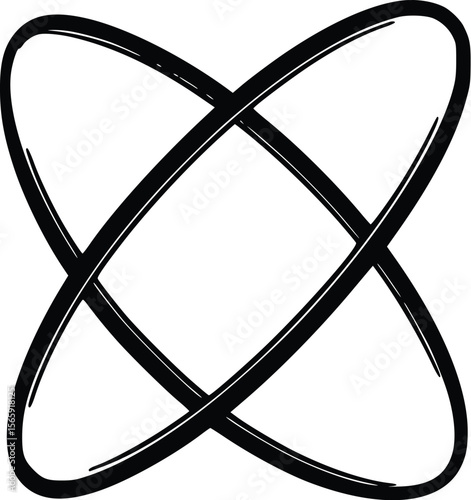 Abstract vector graphic: Interlocking elliptical design element