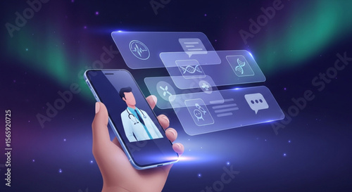Hand holding a digital smartphone with social network app on the touch screen