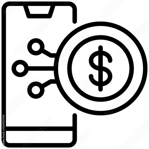 Digital money icon for digital finance, business, website, application, printing, document, poster design, etc