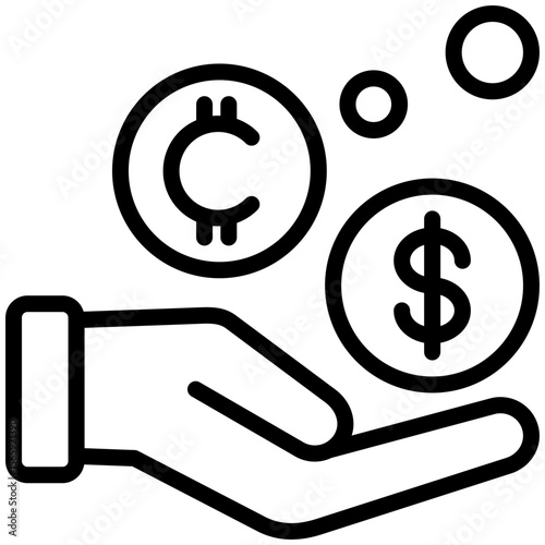 Digital money icon for digital finance, business, website, application, printing, document, poster design, etc