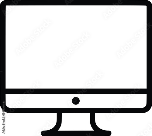 Modern Desktop Computer Vector Icon: Minimalist, Bold, Black