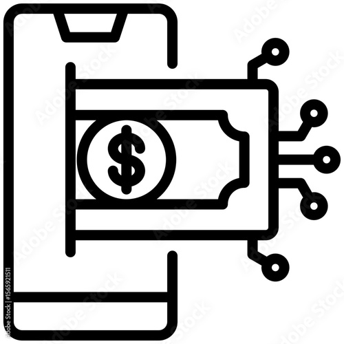 Digital money icon for digital finance, business, website, application, printing, document, poster design, etc