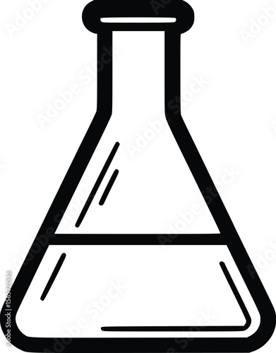 Simple Erlenmeyer Flask Vector Illustration: Science Icon Design
