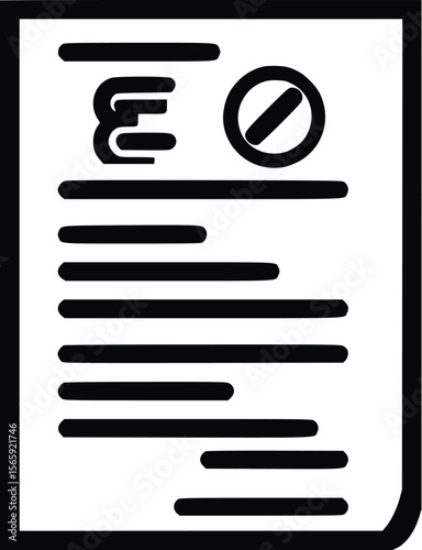 Rejected Application Vector Icon: Bold Line Style Document Illustration