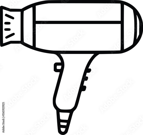 Simple Hair Dryer Vector Icon: Minimalist Line Art Design