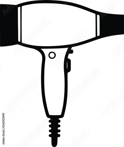 Simple Vector Hair Dryer Icon: Minimalist Black Line Art