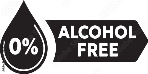 Alcohol free zero percent label on white background