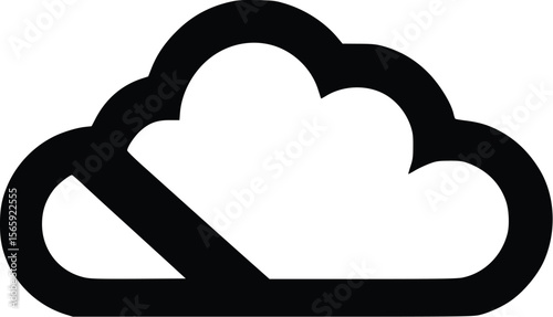 Bold Black Vector Cloud Icon: Partially Cloudy, Minimalist Style