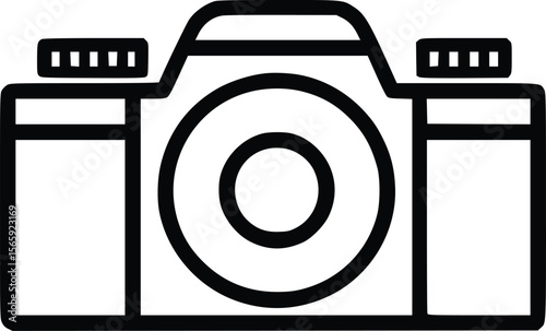 Sleek Camera Vector Icon: Minimalist Line Art Design