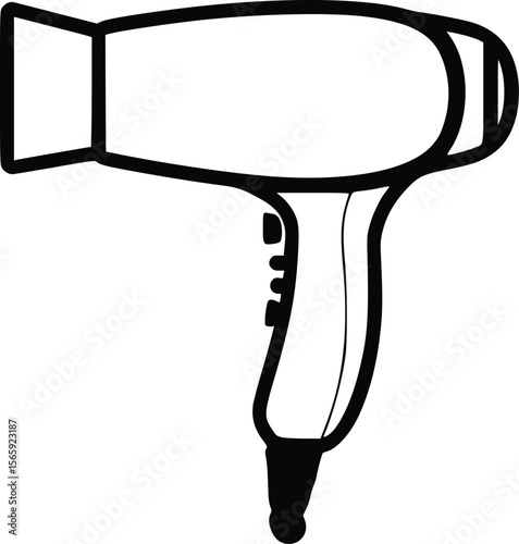 Simple Vector Hair Dryer Icon: Minimalist Line Art Design
