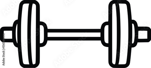 Bold Black Vector Barbell: Fitness Gym Icon Illustration