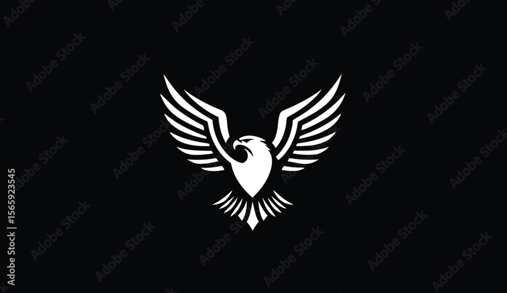 Obraz premium Powerful Eagle Vector Logo: Bold, Dark, and Stylized Design