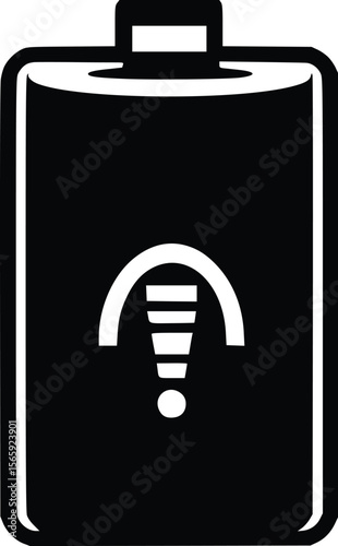 Low Battery Vector Icon: Simple, Bold, Warning Symbol