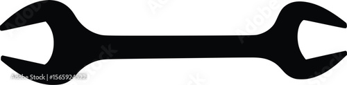 Simple black vector wrench icon: repair tool illustration