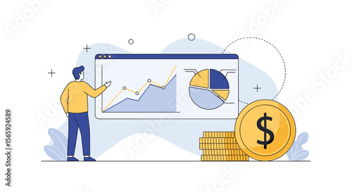 Analyzing Financial Performance and Economic Growth With Business Charts and Coinage For Investment Decisions