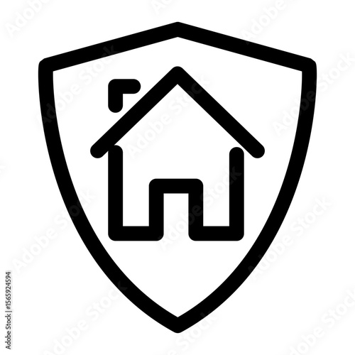 home security icon. Secure property. House inside shield.