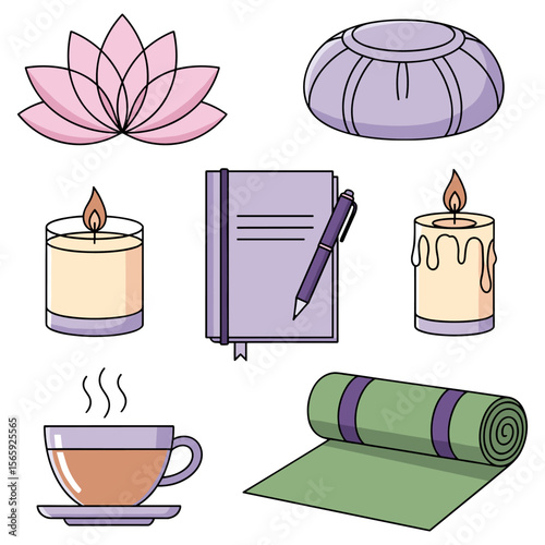 Yoga, meditation and relaxation lifestyle items