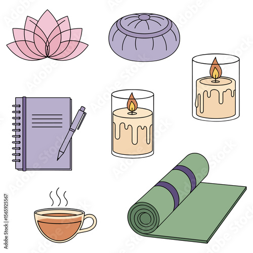 Yoga, meditation and relaxation lifestyle elements