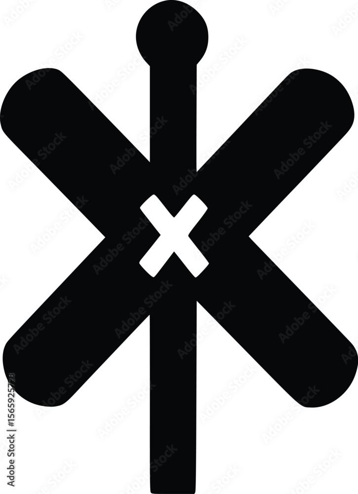 Obraz premium Bold Black Vector Snowflake Icon: Minimalist Negative Space Design