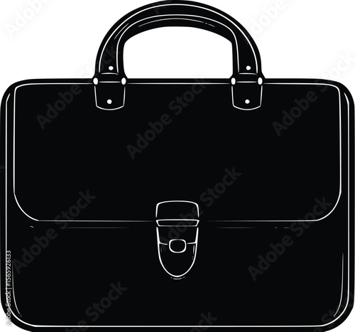 Elegant Black Vector Briefcase: Professional, Minimalist Style