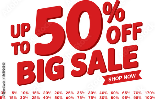 Big sale fifty percent off shop now promotional banner vector template for advertising and marketing