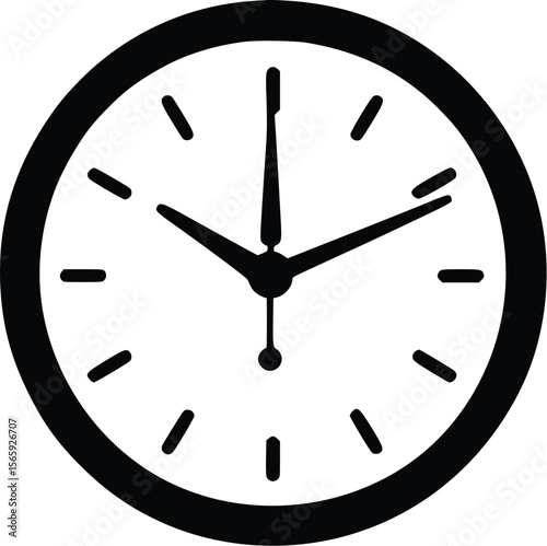 Simple Black Vector Clock Icon: Minimalist Time Design