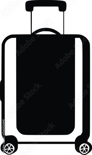 Simple Black Vector Suitcase Icon: Travel Luggage Illustration