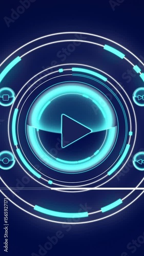 Animation of scope scanning with play button and data processing on screen