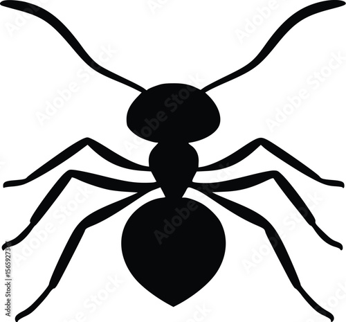 Simple Black Ant Vector Illustration: Minimalist Insect Design