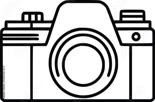 Vintage Camera Vector Illustration: Simple Line Art Design