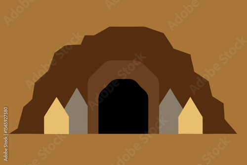 A Simple Graphic Depiction Of Basic Cave Entrances For A Clean And Minimalist Icon