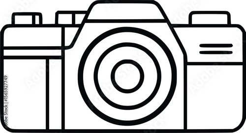 Simple Vector Camera Icon: Minimalist Line Art Design