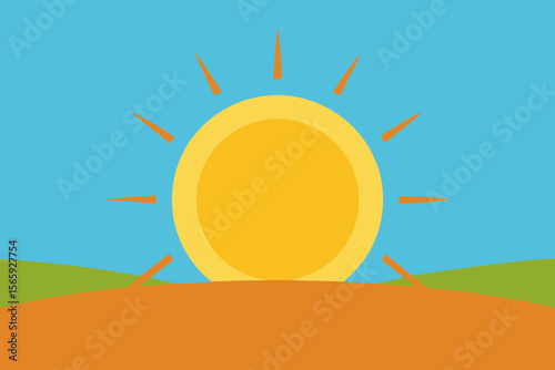 A Simple Graphic Depiction Of Basic Midday Sun Scenes For A Minimalist Day Icon