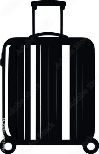 Simple Black Vector Suitcase Icon: Travel Luggage Illustration