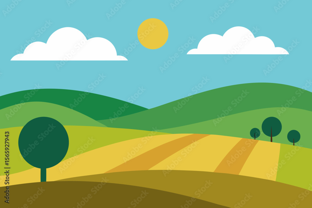 Fototapeta premium A Simple Graphic Depiction Of Basic Prairies For A Minimalist And Clean Grass Icon