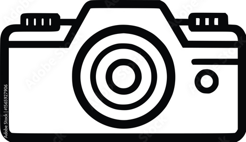 Simple DSLR Camera Vector Icon: Minimalist Line Art Design